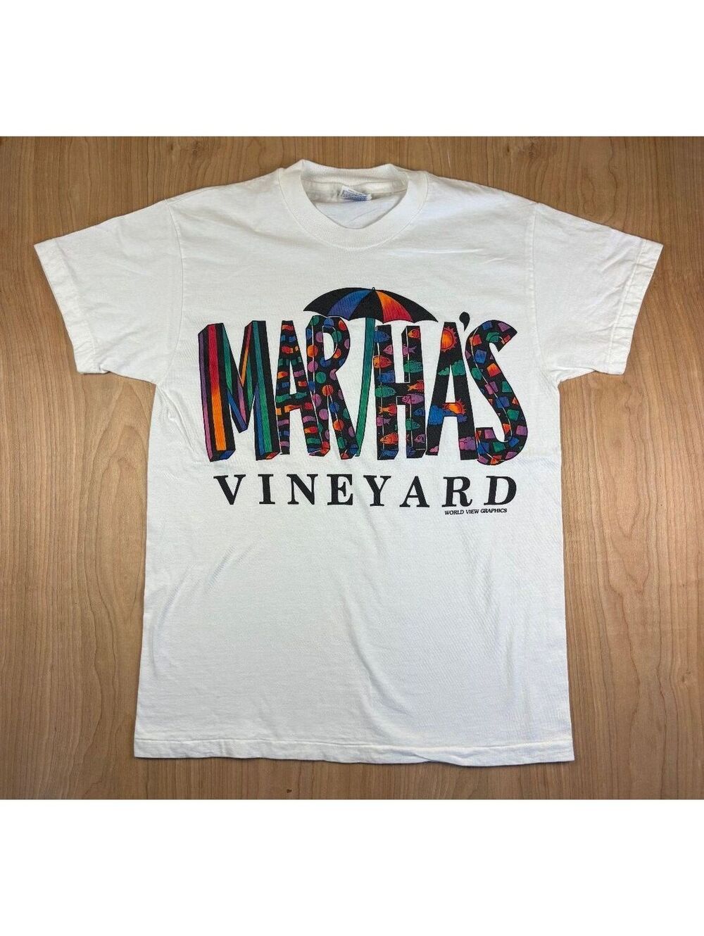 Vintage 90s Martha's Vineyard tshirt Single Stitch medium beach colorful beefy t